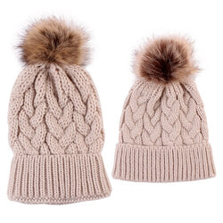 Mother Daughter Warm Knitted Hat