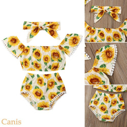 Baby Girl Sunflower Print Summer Outfit