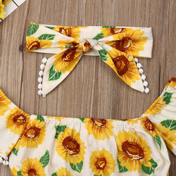 Baby Girl Sunflower Print Summer Outfit