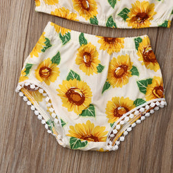 Baby Girl Sunflower Print Summer Outfit