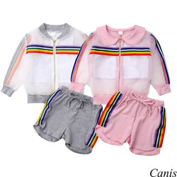 Baby Girl Rainbow Striped Coat Outfit