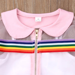 Baby Girl Rainbow Striped Coat Outfit