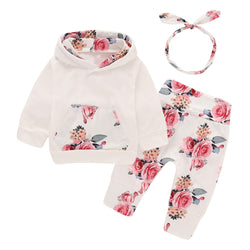 Baby Girl Floral Print Sweet Cotton Autumn Outfit