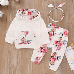 Baby Girl Floral Print Sweet Cotton Autumn Outfit