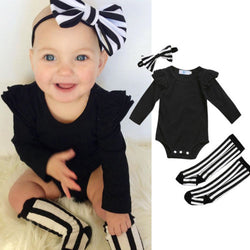 Baby Girl Black Striped Outfit