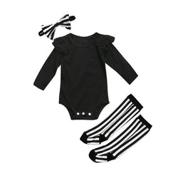 Baby Girl Black Striped Outfit