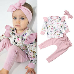 Baby Girl Floral Print Ruffle Outfit