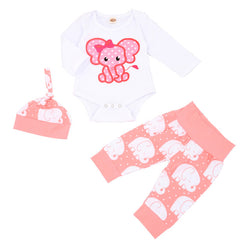 Baby Girl Pink Elephant Pattern Outfit