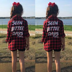 Kids Long Sleeve Button Down Red Plaid Flannel Shirt