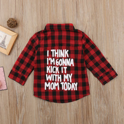 Kids Long Sleeve Button Down Red Plaid Flannel Shirt