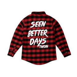 Kids Long Sleeve Button Down Red Plaid Flannel Shirt