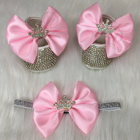 Crown & Ribbon Princess Baby Rhinestones Shoes