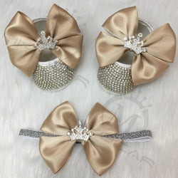 Crown & Ribbon Princess Baby Rhinestones Shoes