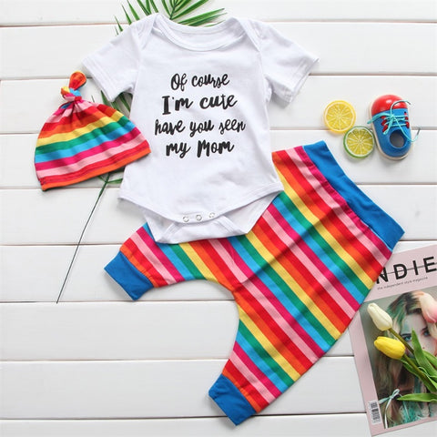 Baby Girl Rainbow Striped Outfit