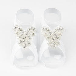 Baby Bling Rhinestone Barefoot Girls Beaded Flower Sandals