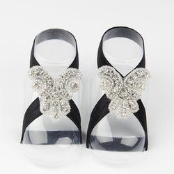 Baby Bling Rhinestone Barefoot Girls Beaded Flower Sandals