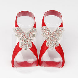 Baby Bling Rhinestone Barefoot Girls Beaded Flower Sandals