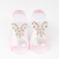 Baby Bling Rhinestone Barefoot Girls Beaded Flower Sandals