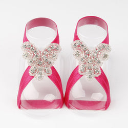 Baby Bling Rhinestone Barefoot Girls Beaded Flower Sandals