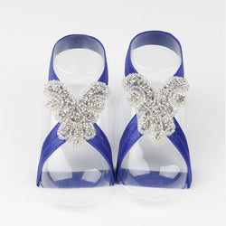 Baby Bling Rhinestone Barefoot Girls Beaded Flower Sandals