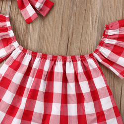 Baby Girl Red Checkered Summer Outfit