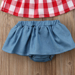 Baby Girl Red Checkered Summer Outfit