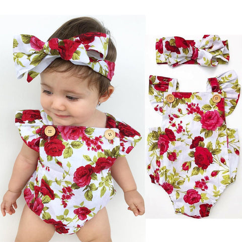 Baby Girl Floral Romper Outfit