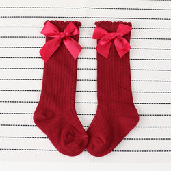 Baby Bow Knee High Long Soft Cotton Lace Anti-Slip Socks