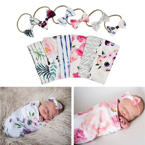 Newborn Baby Sleeping Swaddle Wrap +Headband