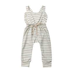 Baby Girl Backless Striped Ruffle Romper