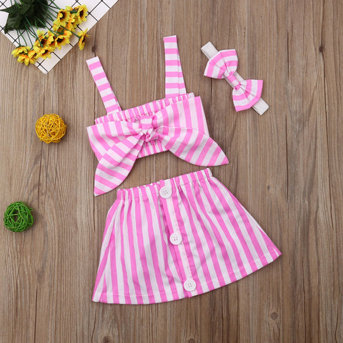 Baby Girl Striped Pink Summer Outfit