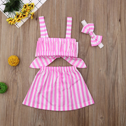 Baby Girl Striped Pink Summer Outfit