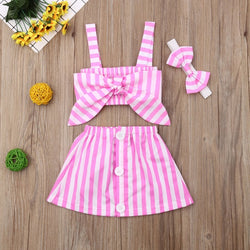 Baby Girl Striped Pink Summer Outfit